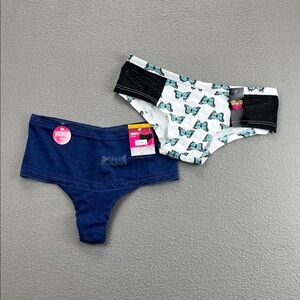 NWT Butterfly Print and Blue Lace Underwear Bundle Women’s Size Small
